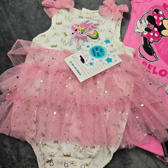 Disney Baby Girl Romper + Unicorn Tutu Bodysuit Bundle Size 6M NWT - Picture 4 of 9